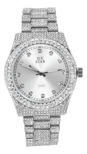 Reloj De Diamantes Helados Para Mujer Esfera Elegante Con Ín