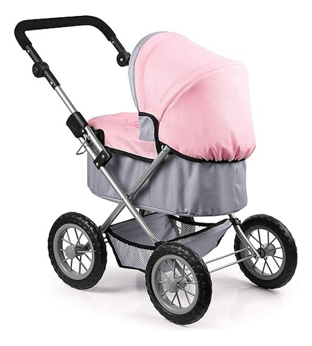 Coche Plegable Para Muñecas Realistas Reborn Con Bolso Color Gris/rosa