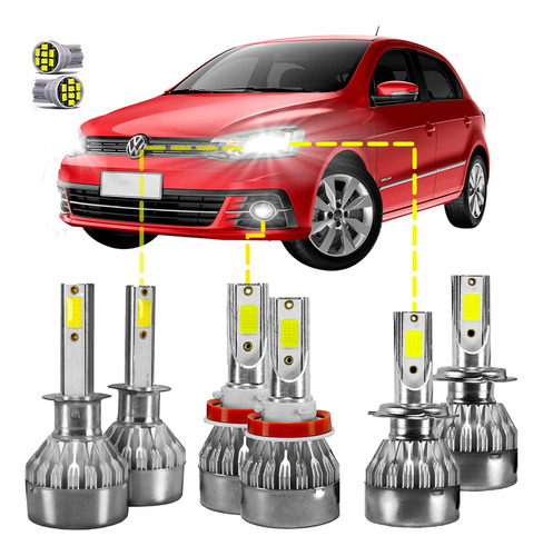 Kit Ultra Led Completo Volkswagen Gol G6 12/20 20000lm 6500k