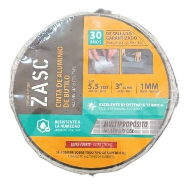 Cinta Impermeable Aluminio De Butilo Multiuso 75mm X 5 Mts