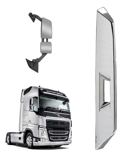 Capa Acabamento Retrovisor Volvo Fh 2015/2022 Cromada Direit