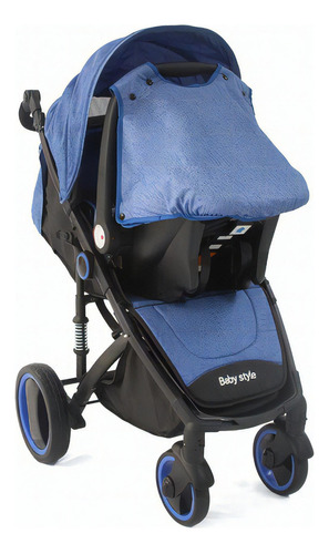 Carrinho De Bebe Com Bebe Conforto Recém Nascido Travel Cor Azul Cor do chassi Preto