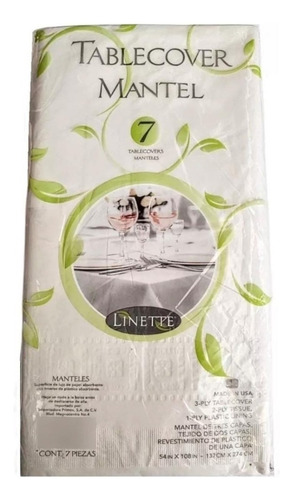 Mantel 7 Piezas 3 Capas Mesa Linette Absorbente Desechable Color Blanco