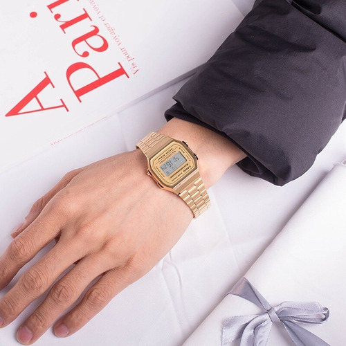 Imagen 2 de 4 de Reloj Casio Retro Dorado Unisex Original A-168wg-9w