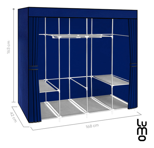 165cm Closet Grande Ropero Armario Reforzado Portatil Color Azul