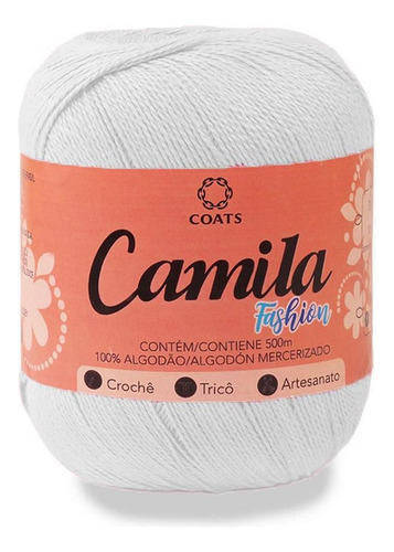Linha Camila Fashion - 100% Algodão - Crochê Tricô 150g 500m Cor 0BCOE - Branco