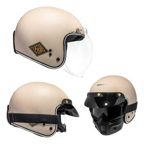 Capacete Aberto Bieffe B45 Eternal Branco Fosco Custom Tamanho do capacete 61