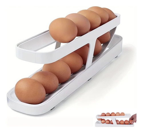 Dispensador Porta Huevos De 2 Niveles Para Cocina Blanco