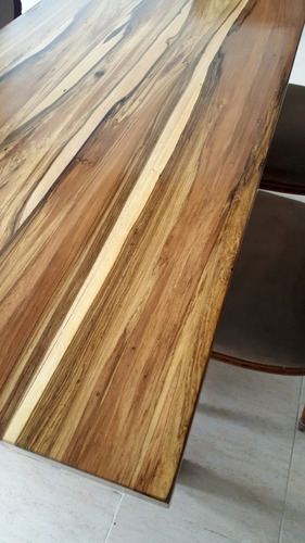 Imagen 8 de 10 de Mesa Madison De Comedor Madera Dura Maciza 4cm Espesor Guayubira 80x160cm Hidrolaqueada Y Patas De Madera