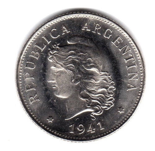 Moneda Argentina 50 Centavos 1941 Niquel Sin Circular Bu