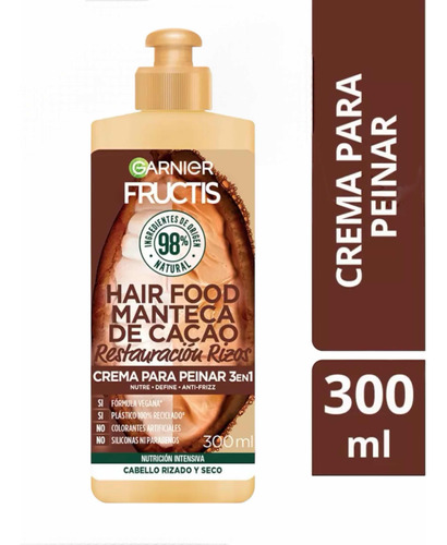 Crema Peinar Rizos Fructis Hair Food Manteca De Cacao 300ml