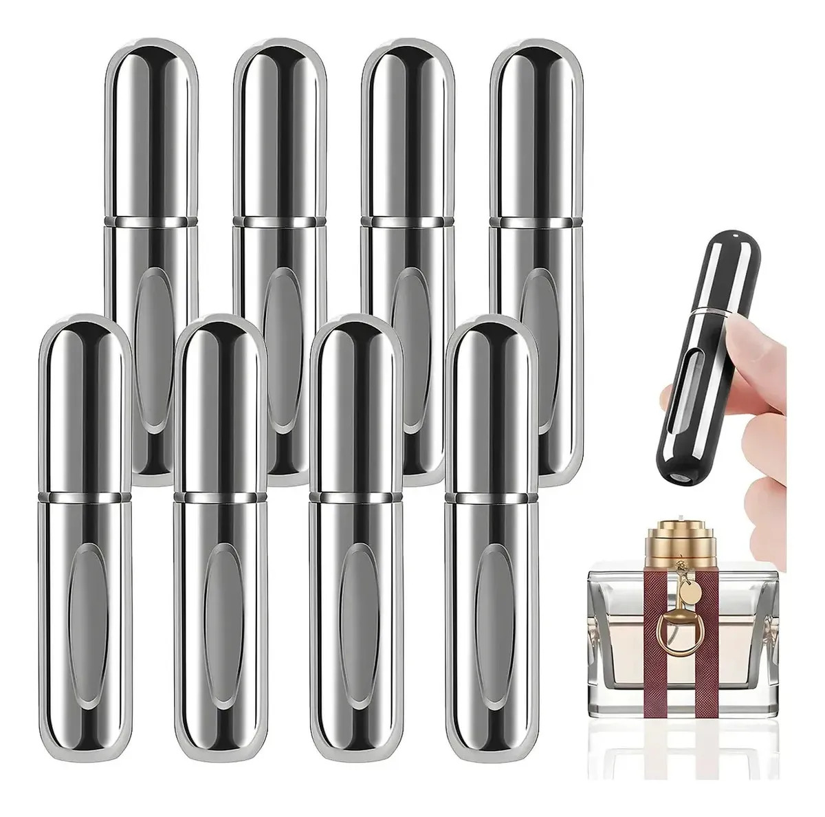 JOVEECO Atomizador para Perfume de Viaje, Pack de 8 Mini Botellas en Cápsula de 5 mL