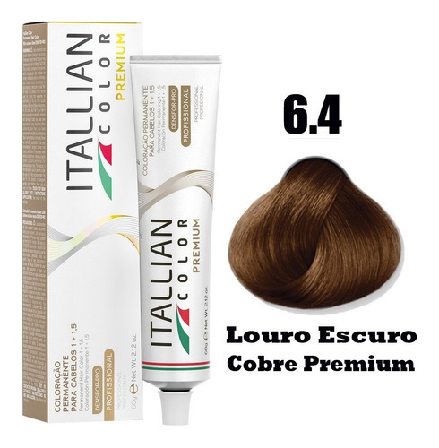  Coloração Itallian Color 60g Profissional Cores Diversas Tom 6.4 Louro Escuro Cobre Premium