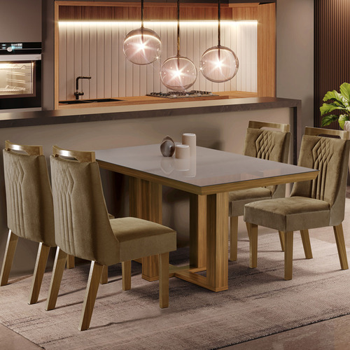 Conjunto Jantar Mesa Lottus Mdf E 4 Cadeiras Dallas Shopkasa