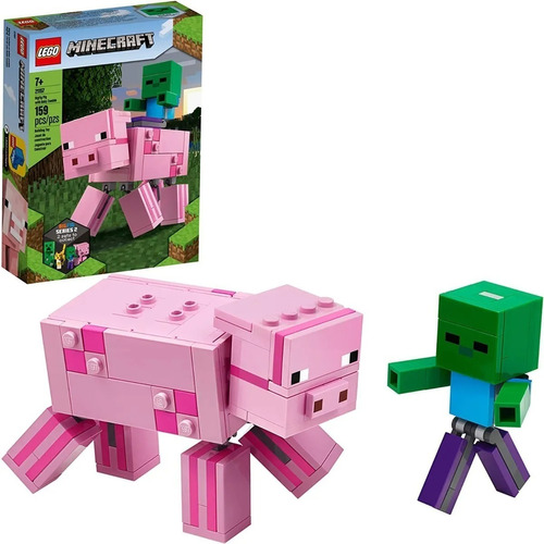 Lego Minecraft Cerdo Con Bebé Zombi 21157 Inmediato