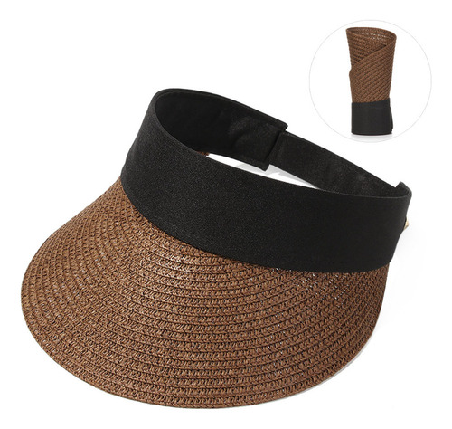 Sombrero De Playa Con Gorra De Paja, Para Mujer, Plegables,