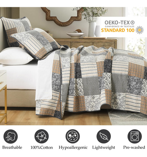 Colcha Acolchada Queen Cozystitch - Juego De Colcha Queen