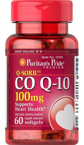 Imagen 1 de 1 de Coenzima Co Q-10 100mg 60 Softgel Importado Usa