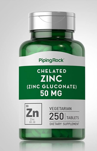 Chelated Zinc Gluconato De Zinc 50 Mg X 250 Piping Rock Usa 