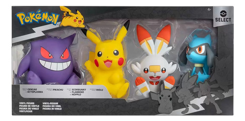 Pokemon Select Gengar Scorbunny Riolu Pikachu 4 Pack