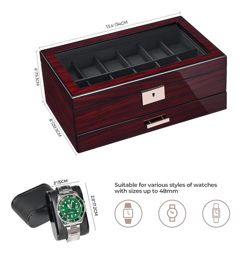 Funda De Reloj Anwbroad 12 Para Hombre, Caja De Reloj Con...