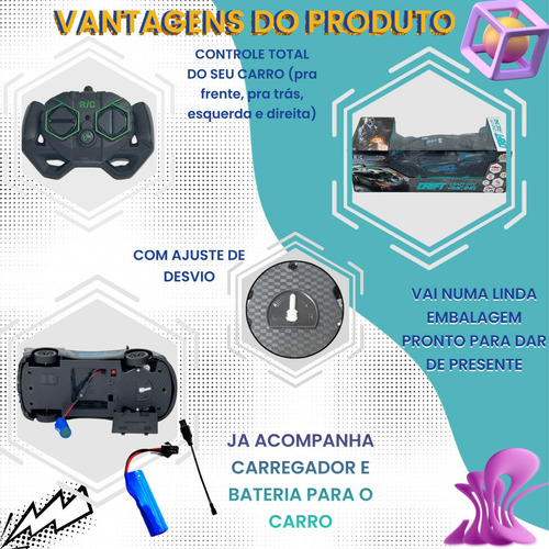 Carrinho Recarregável De Controle Remoto Solta Fumaça Cor Preto E Azul