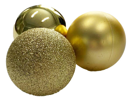 Bola Mista Enfeite Natal 6cm Dourada Com 9 Unidades Magizi Cor Dourado