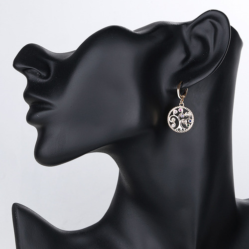 Sjx Collar Y Aretes Mujer Dije Árbol De La Vida Chapa En