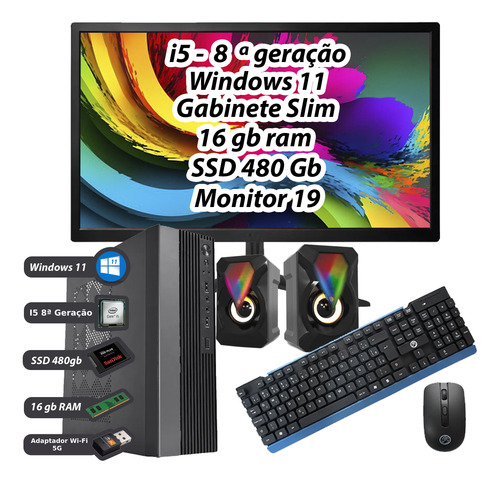 Cpu Mini Monitor 19 Intel Core I5 8ager Ssd 480gb 16 Ram W11