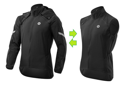Chaqueta Cortaviento Ciclismo Rockbros 2 En 1 Desmontable
