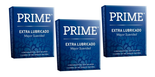 Preservativo Prime Extra Lubricado X3 Cajitas X3 Unidades