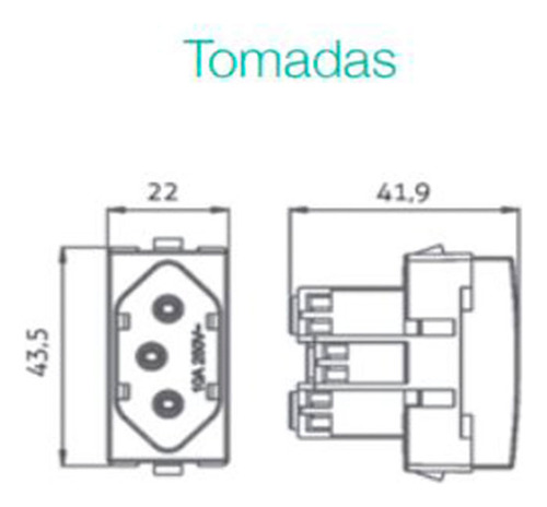 Sleek Ebony Modulo Tomada 2p+t 10a Margirius