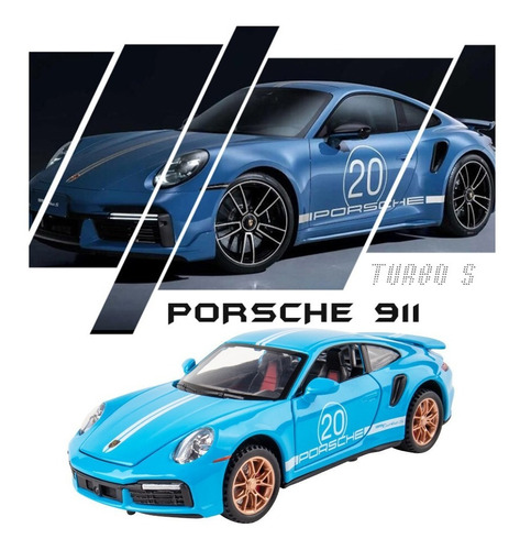 Porsche 911 S Turbo Miniatura Metal Autos Con Luces Y Sonido
