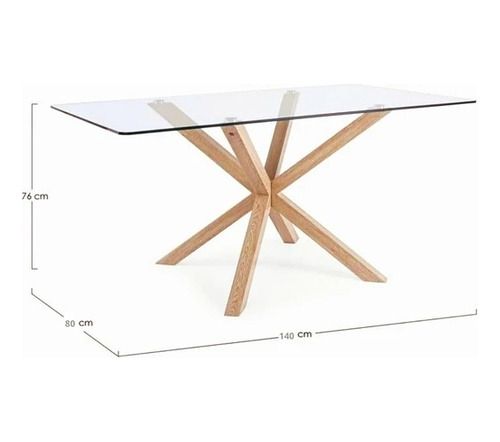 Mesa Comedor Rectangular Warm Vidrio Metal 140x80cm