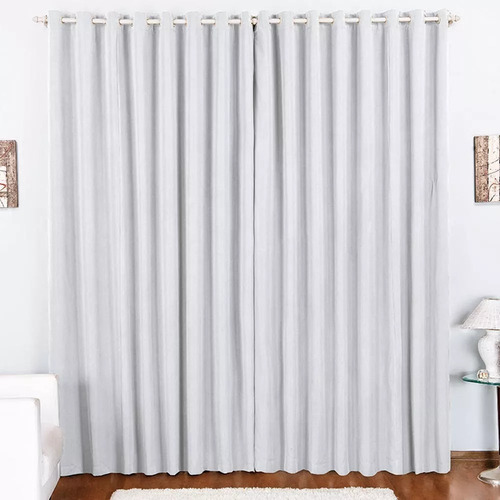 Cortina Para Sala 6.00m X 2.80m Oxford Duda Varão Simples 4m Cor Branco