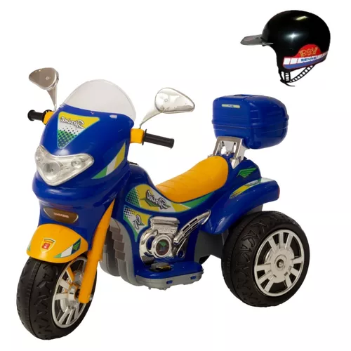 Mini Moto Elétrica Infantil Triciclo Criança Motorizado Azul