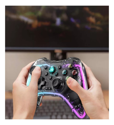 Control Bluetooth Gamepad Rgb Celular Pc Android Con Soporte