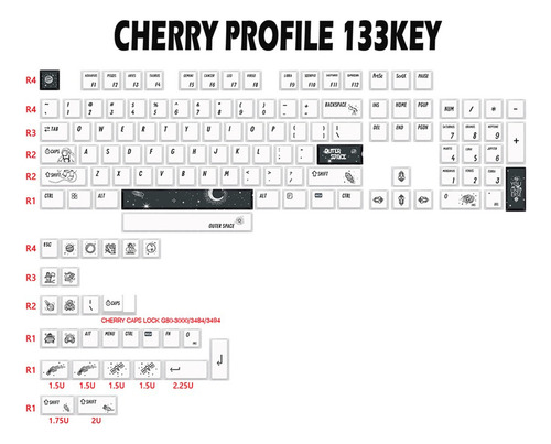 133 Keycaps Pbt 5 Sides Sublimation Key Cap Profile Keycap