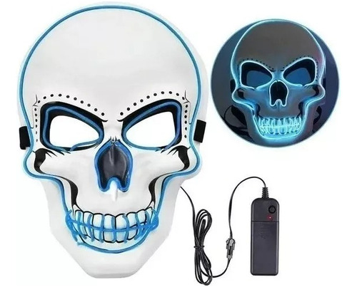Mascara Calavera Cráneo Luz Led De Neon Fiestas Y Halloween