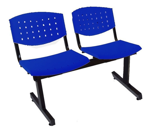 Silla Tandem 2 Asientos Salas De Espera Plastico Reforzado Color de la estructura Negro Color de los asientos Azul