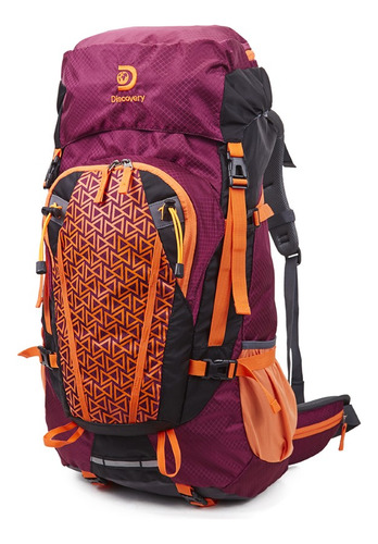 Mochila Camping Trekking Discovery Viaje 23 Pulgadas Color Bordó Diseño De La Tela Liso