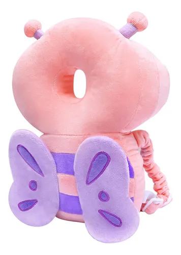 Mochila Protectora De Cabeza Mariposa Rosa Para Niños 3 Lado
