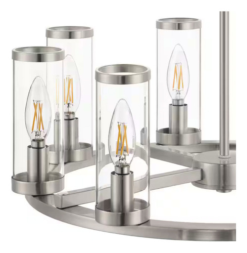 Lampara De Techo Moderna Niquel Cepillado 8 Luces 20'' Estructura Gris