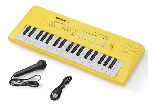 Imagem 1 de 3 de Teclado Infantil Standard 37 Teclas Usb Amarelo C/ Microfone