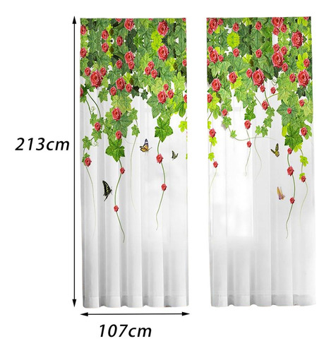 2 Cortinas De Ventana De Cortina Transparente 107cmx213cm