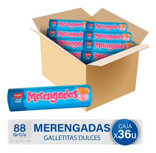 Caja Galletitas Merengadas Rellenas Frutilla Bagley Pack