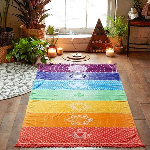 T Hot Rainbow Beach Mat Mandala Manta Colgante De Pared Ta 2