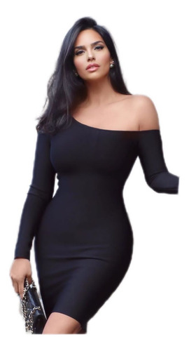 Vestido Largo Para Dama Manga Larga Maxi Vestido Cuello Alto