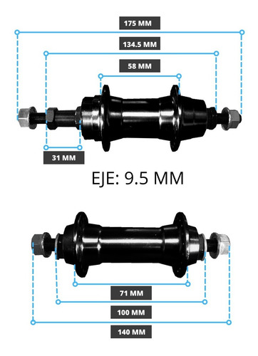 Imagen 2 de 7 de Juego De Mazas Para Bicicleta A Ruleman Aluminio Con Tuercas