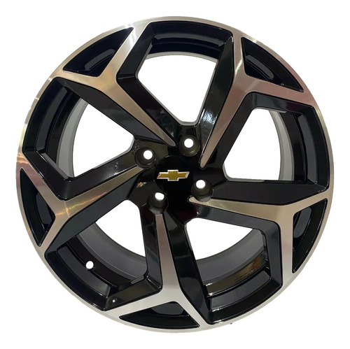 Jogo De Rodas Aro 17 4x100 R-line Onix Prisma Montana S23 Cor Preta Diamantada 4x100